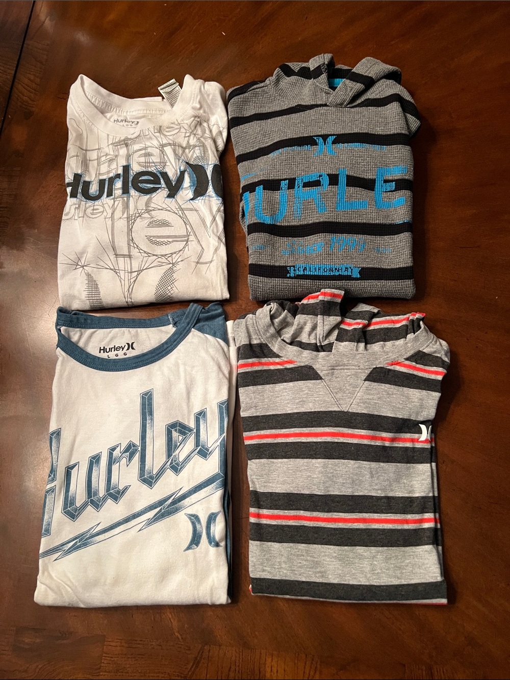 Bundle of 4 Hurley Boys long Short Sleeve & Hooded Tee Set